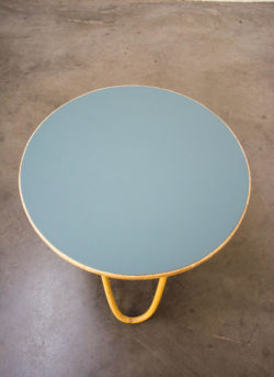 table basse ronde gris bleue vintage mobilier pieds compas commode meubles boutique