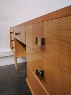 coiffeuse bureau vintage retro annees 50 lyon design bois laque pieds compas boutique laiton scandinave