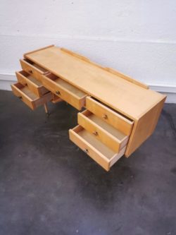 coiffeuse bureau vintage retro annees 50 lyon design bois laque pieds compas boutique laiton scandinave