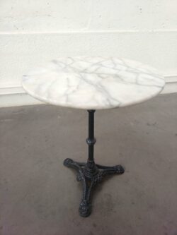 gueridon marbre table bistrot pied fonte design mobilier retro annees 50 vintage boutique lyon pieds compas restaurant