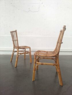 paire de fauteuils fauteuil emmanuelle fauteuil italien fauteuil rotin bambou bamboo retro design vintage brocante annees 50 mobilier vintage boutique lyon pieds compas