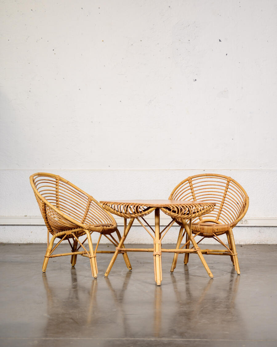 bibliothèque, fauteuil en rotin, buffet de campagne, chaise Bruno rey, bibliothèque Italienne, table à rallonges vintage, fauteuil vintage