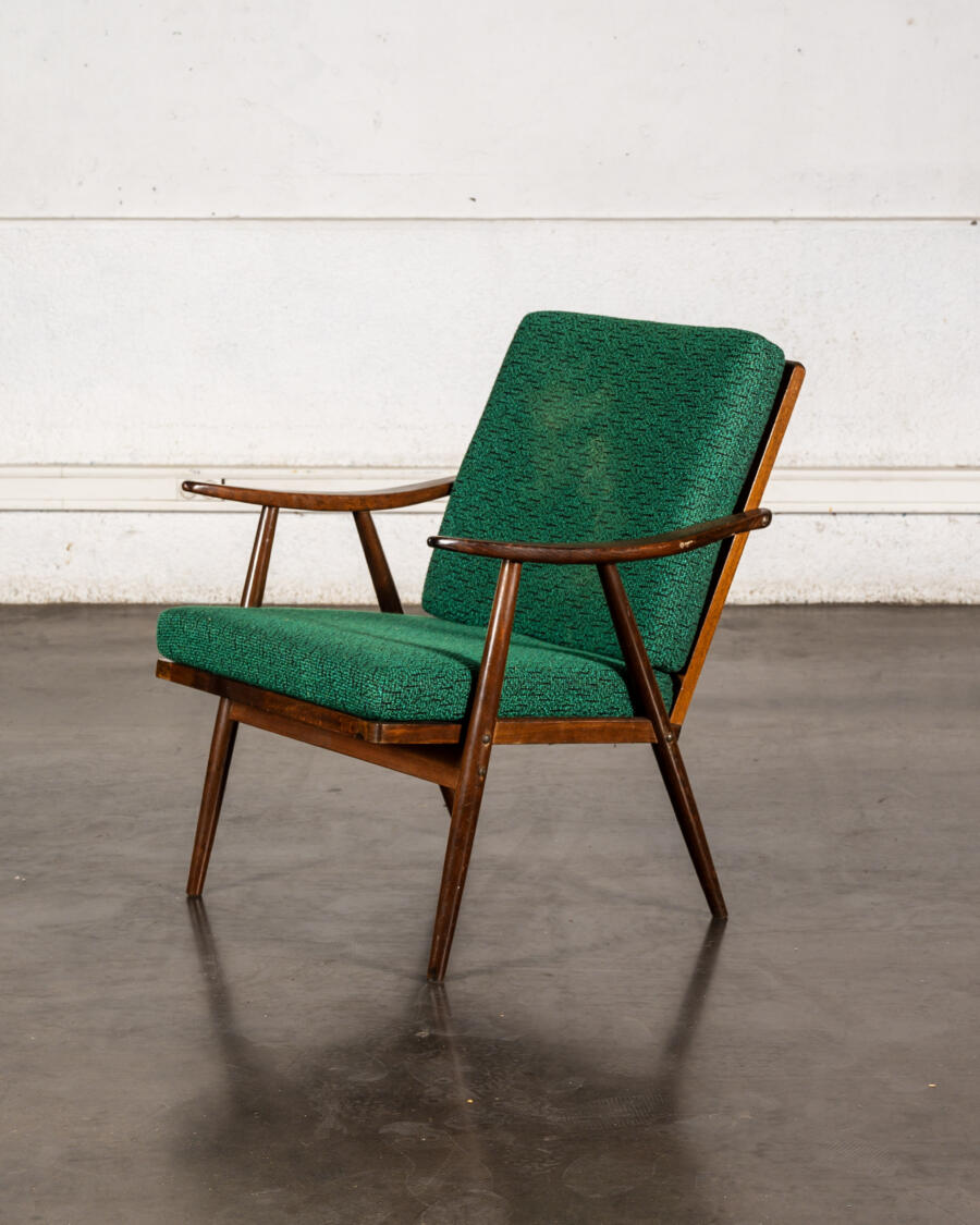 enfilade, meuble jiroutek, fauteuil boomerang, mobilier vintage, rotin vintage, console, meuble de campagne